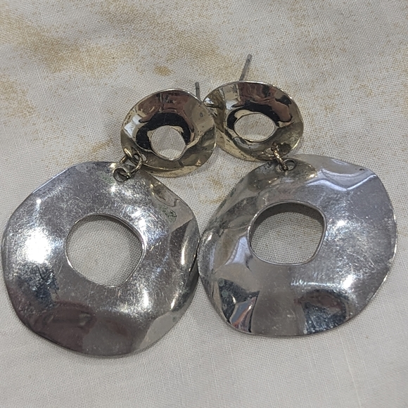 None Jewelry - Two tone metal circle drop earrings. Gently used. Gold and silver color.